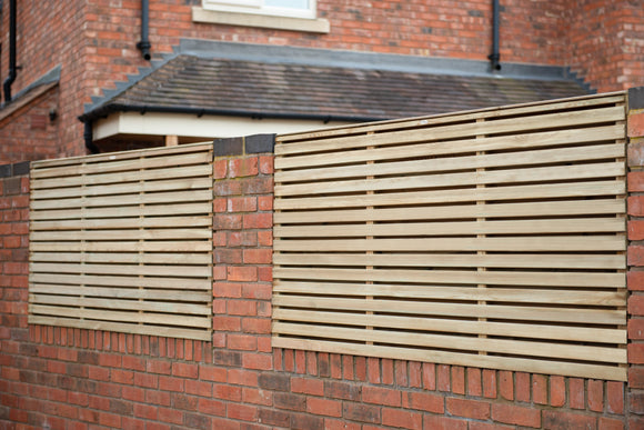 Pressure Treated Contemporary Double Slatted Fence Panel 1.8m x 0.9m  - Pack of 3  (Delivery Only)