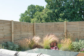 Pressure Treated Contemporary Double Slatted Fence Panel 1.8m x 1.5m  - Pack of 3 (Delivery Only)