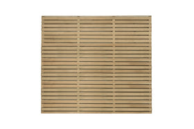 Pressure Treated Contemporary Double Slatted Fence Panel 1.8m x 1.5m  - Pack of 3 (Delivery Only) - 0