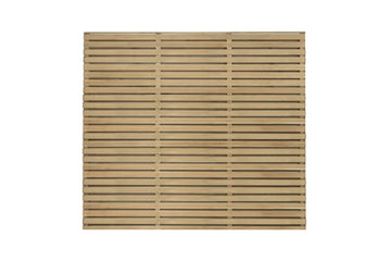 Pressure Treated Contemporary Double Slatted Fence Panel 1.8m x 1.5m  - Pack of 3 (Delivery Only) - 0