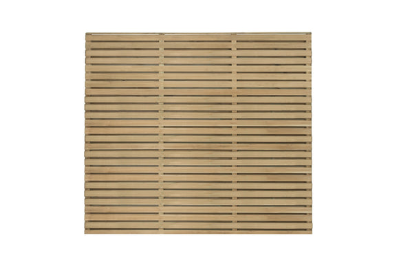 Pressure Treated Contemporary Double Slatted Fence Panel 1.8m x 1.5m  - Pack of 3 (Delivery Only)