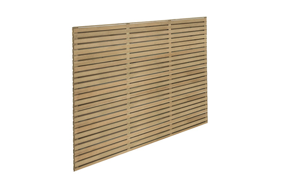 Pressure Treated Contemporary Double Slatted Fence Panel 1.8m x 1.5m  - Pack of 3 (Delivery Only)