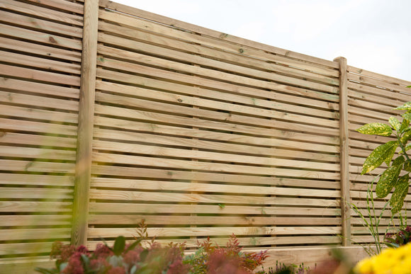 Pressure Treated Contemporary Double Slatted Fence Panel 6ft 1.8m x 1.8m  - Pack of 3 (Delivery Only)