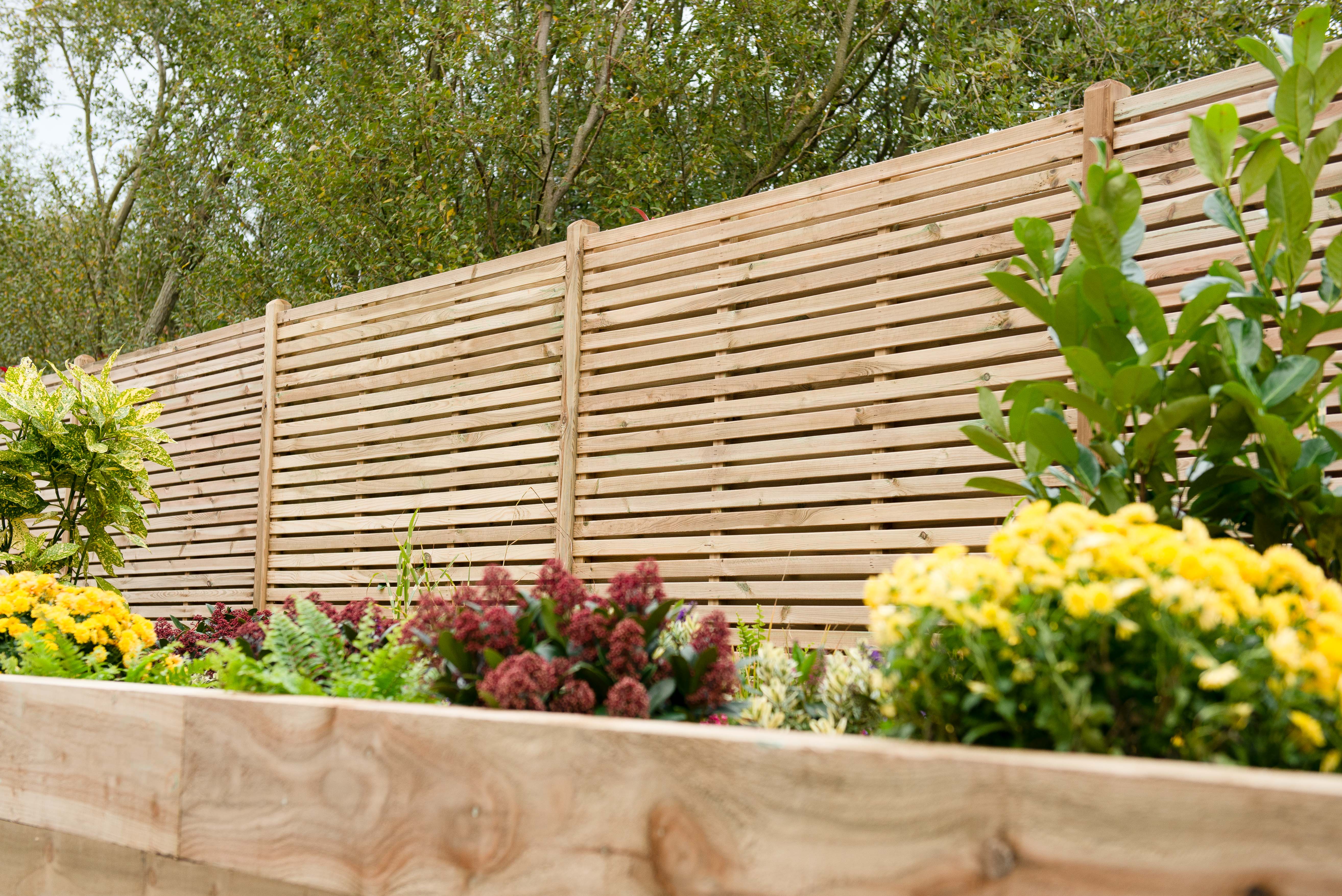 Pressure Treated Contemporary Double Slatted Fence Panel 6ft 1.8m x 1.8m  - Pack of 3 (Delivery Only)