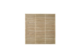 Pressure Treated Contemporary Double Slatted Fence Panel 6ft 1.8m x 1.8m  - Pack of 3 (Delivery Only) - 0